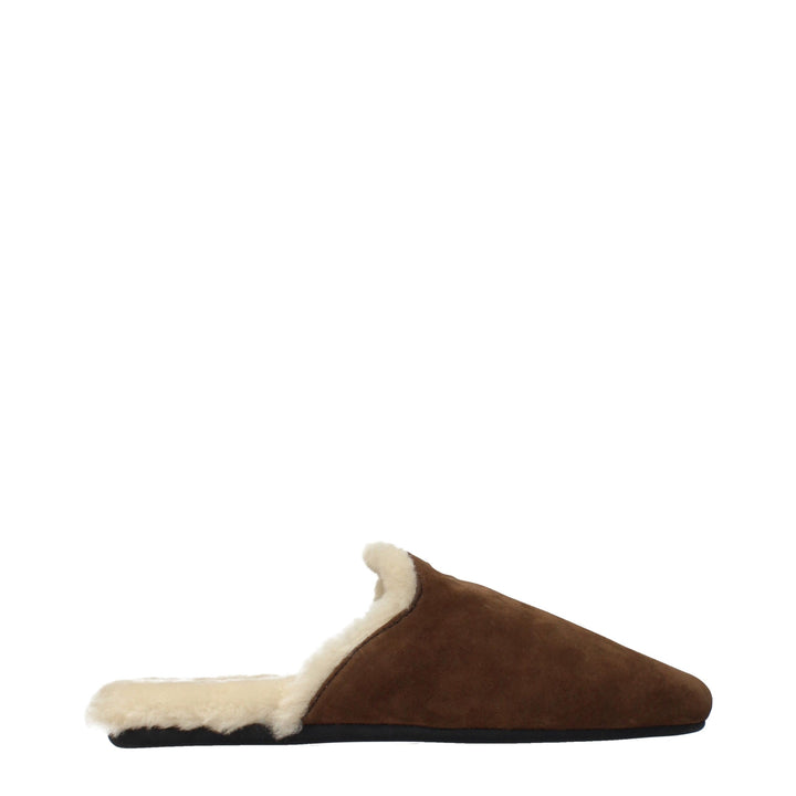 Brown Leather Slippers Prada