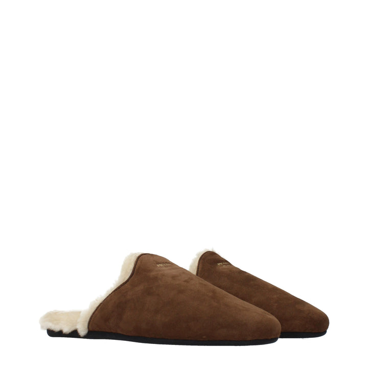 Brown Leather Slippers Prada