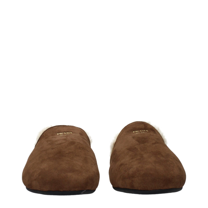 Brown Leather Slippers Prada