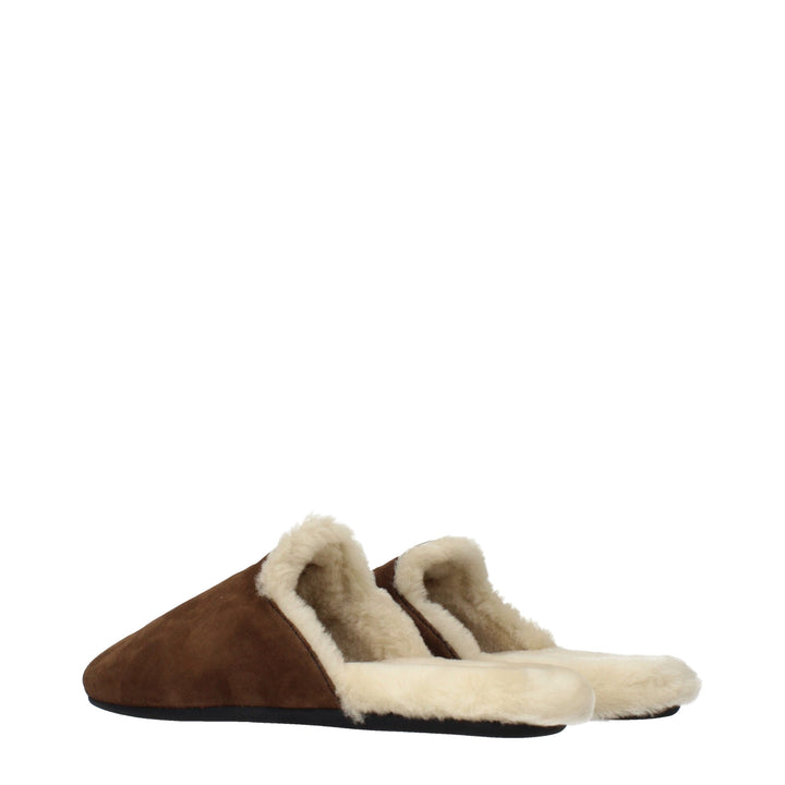Brown Leather Slippers Prada