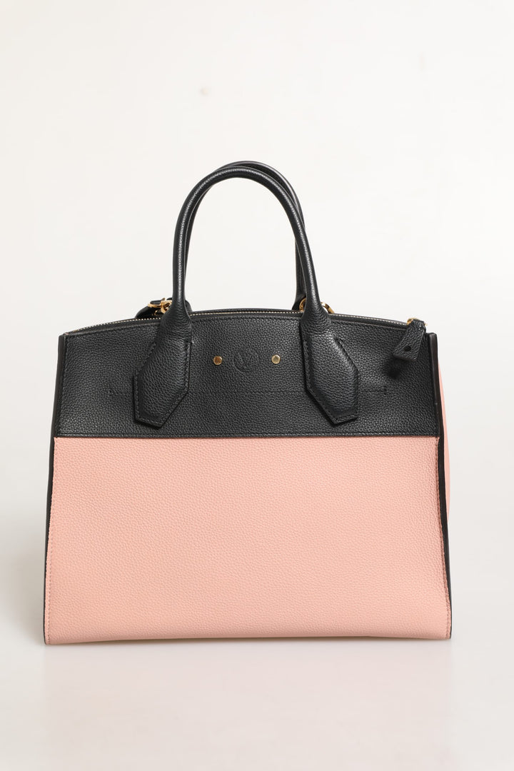 Pink and Black Leather City Steamer Leather Handbag Louis Vuitton