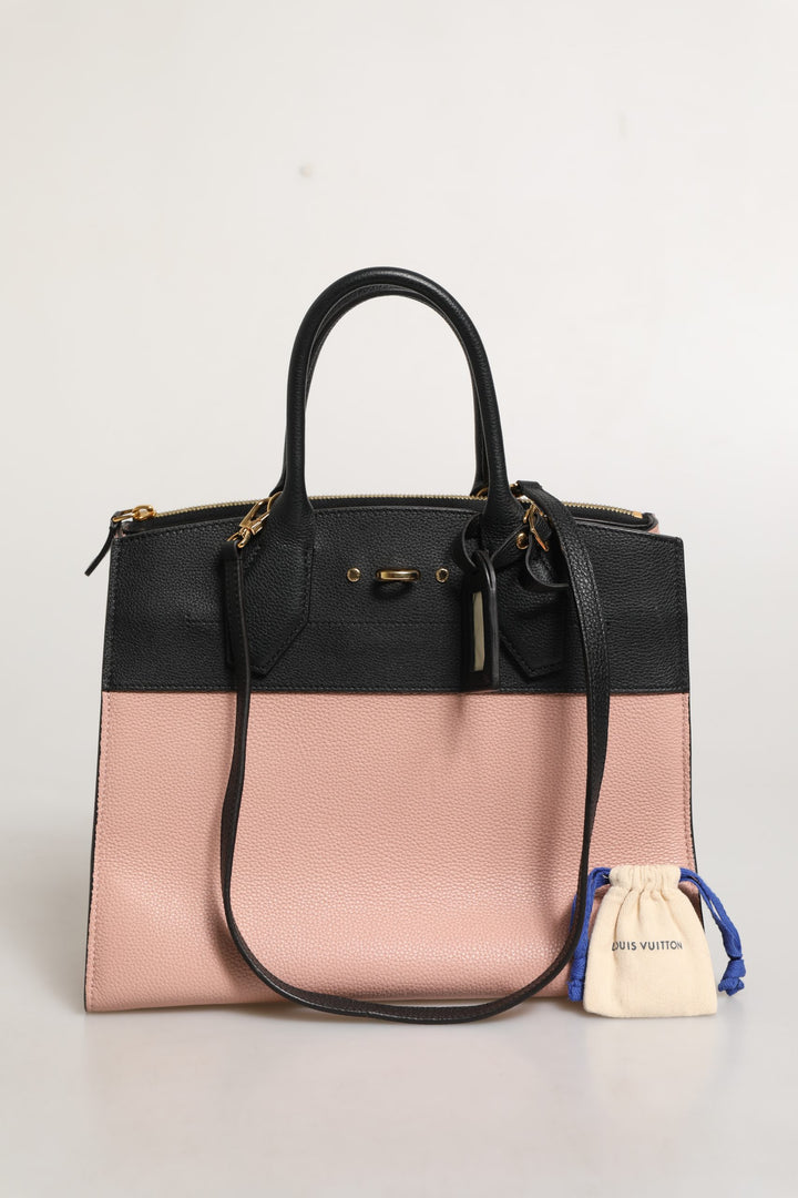 Pink and Black Leather City Steamer Leather Handbag Louis Vuitton