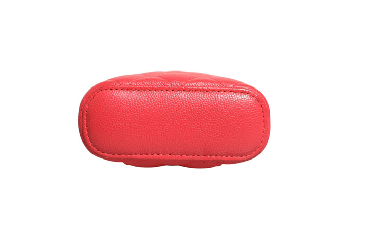 Red Caviar Quilted Small Vertical Coco Beauty Vanity Case with Chain Chanel