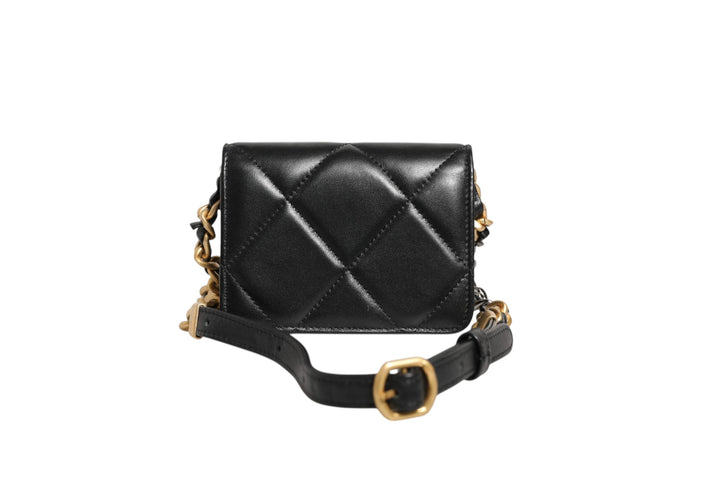 Chanel 19 Flap Coin Purse Quilted Leather Black Crossbody Chanel