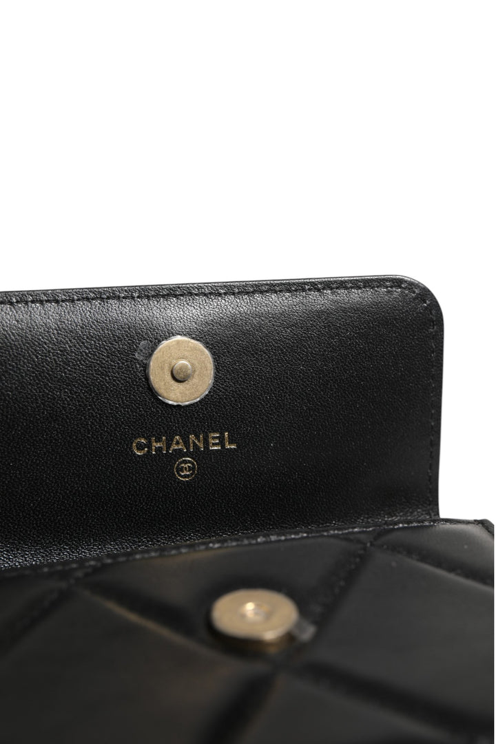 Chanel 19 Flap Coin Purse Quilted Leather Black Crossbody Chanel