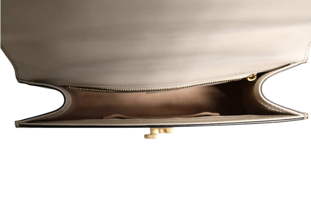White Calfskin Leather Sylvie Crossbody Bag Gucci