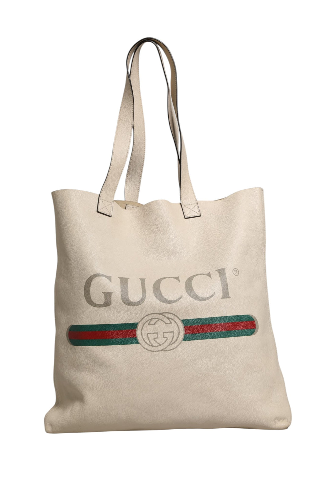 White Web Sherry Logo Print Tote Bag Gucci
