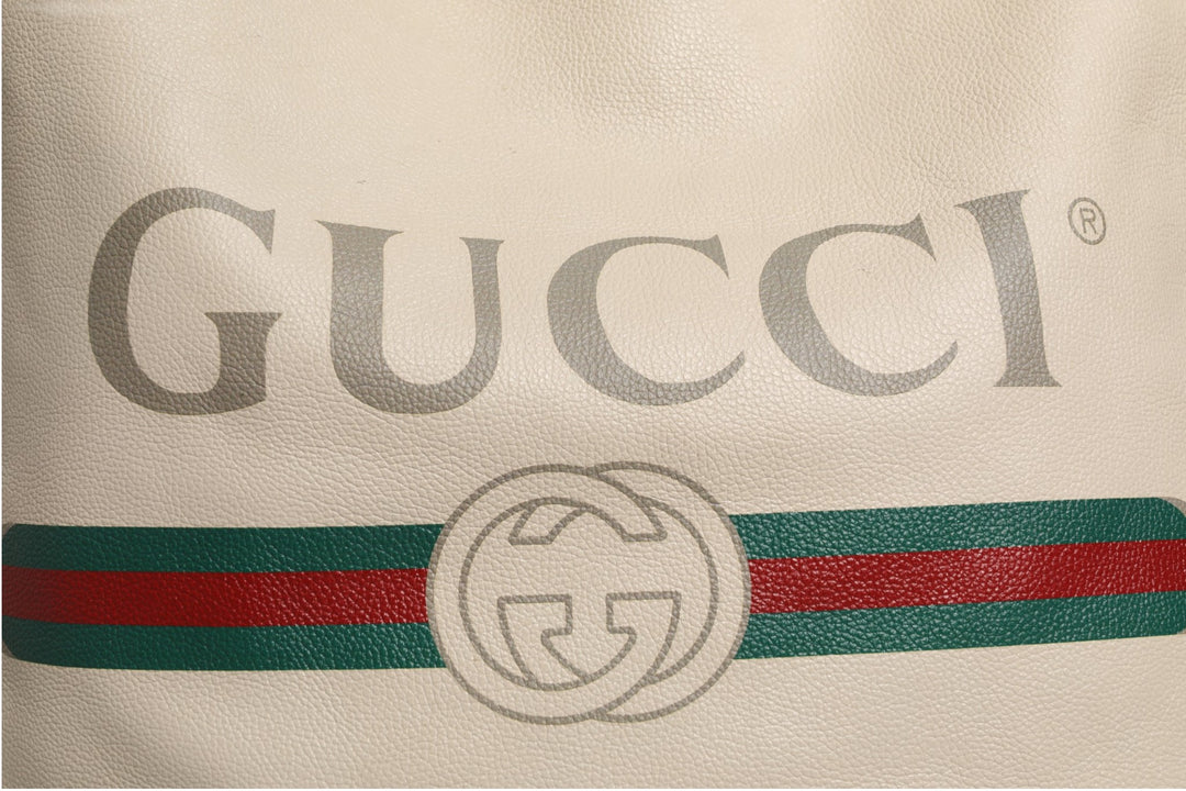 White Web Sherry Logo Print Tote Bag Gucci