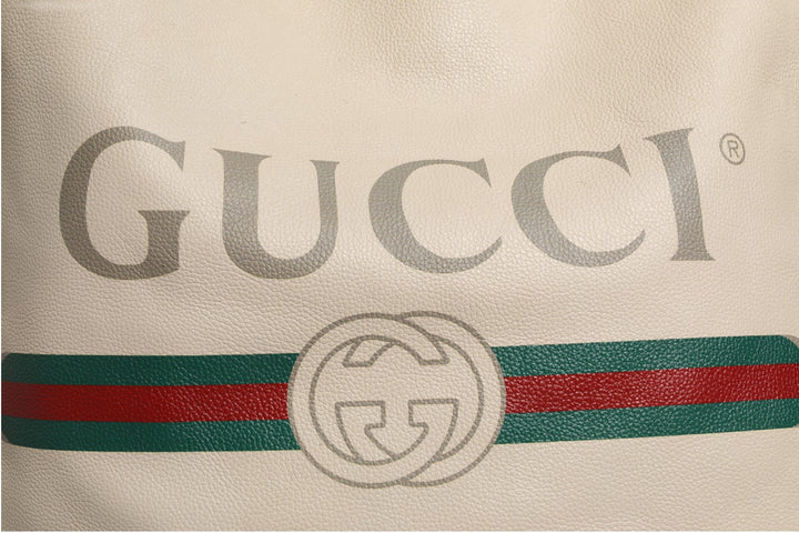 White Web Sherry Logo Print Tote Bag Gucci