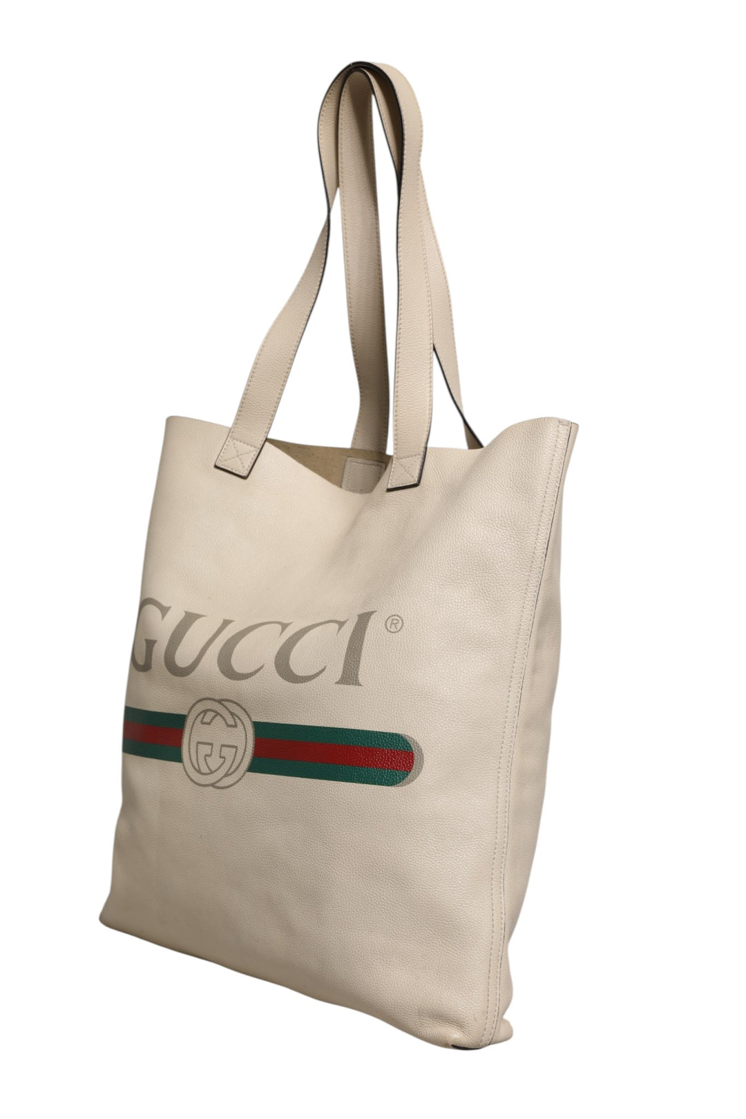 White Web Sherry Logo Print Tote Bag Gucci
