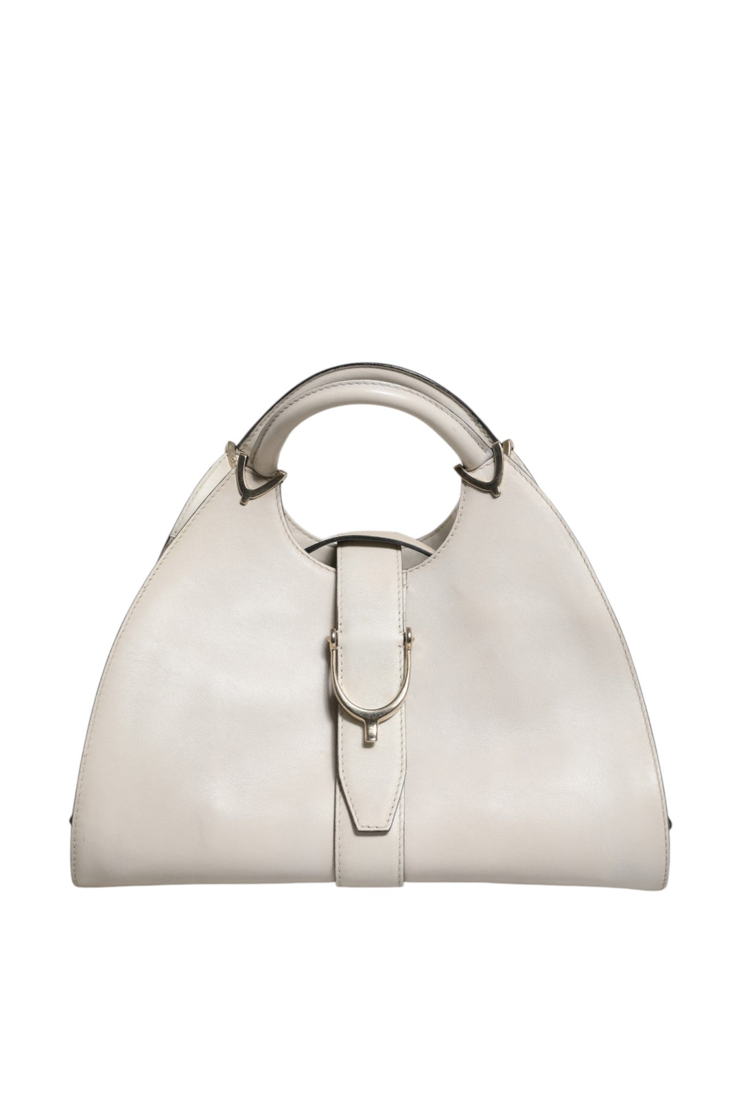 White Leather Stirrup Top Handle Bag Gucci