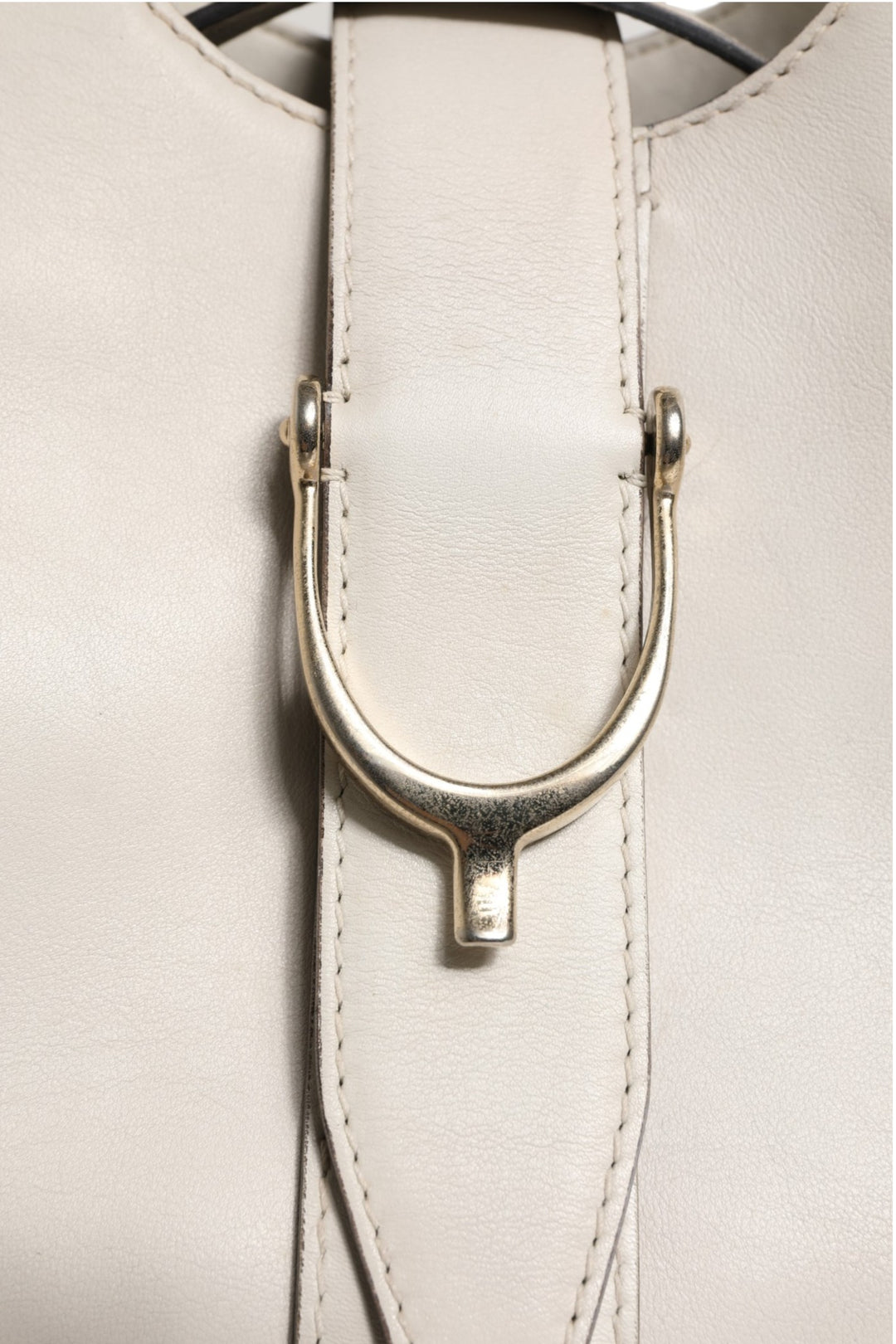 White Leather Stirrup Top Handle Bag Gucci