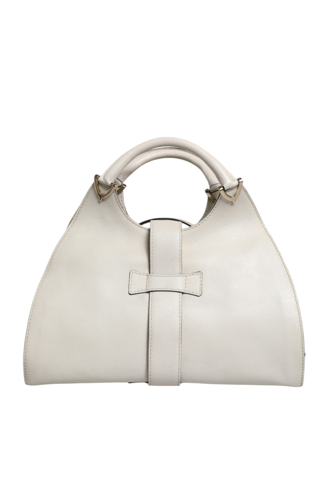 White Leather Stirrup Top Handle Bag Gucci
