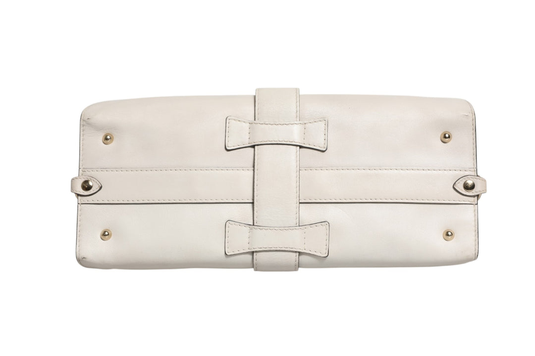 White Leather Stirrup Top Handle Bag Gucci