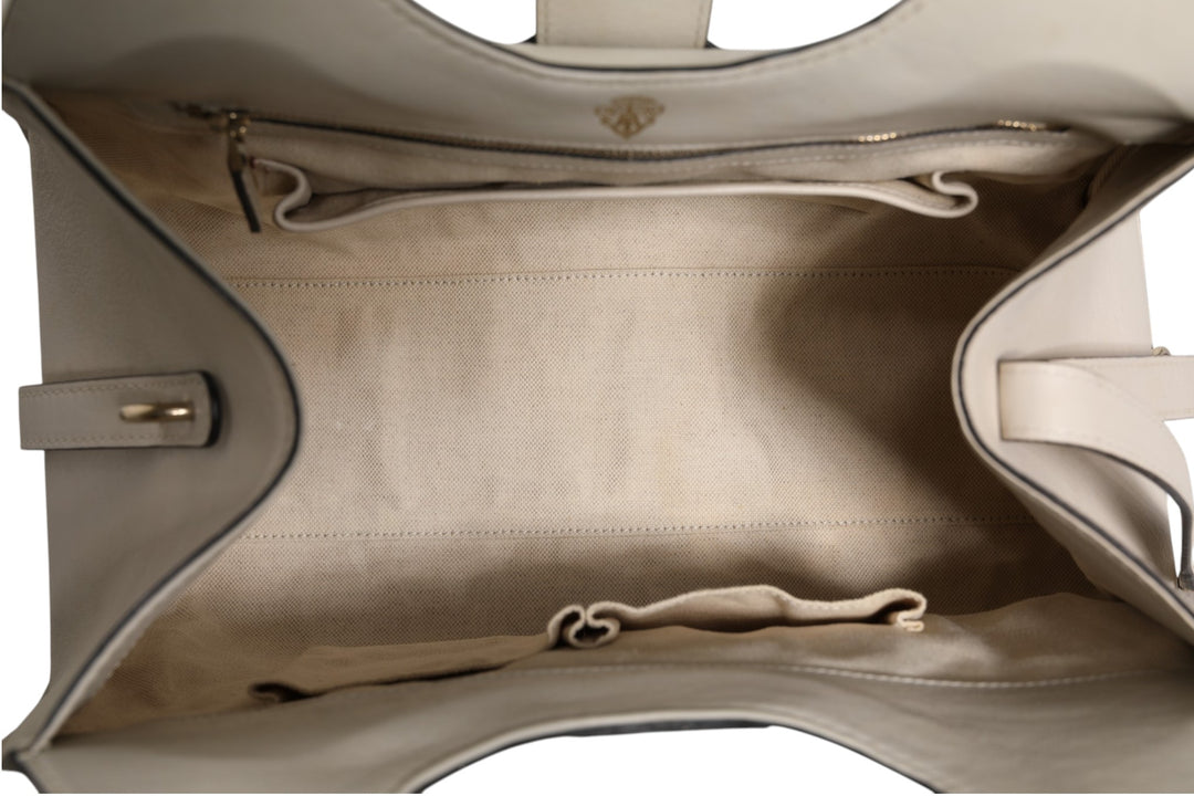 White Leather Stirrup Top Handle Bag Gucci