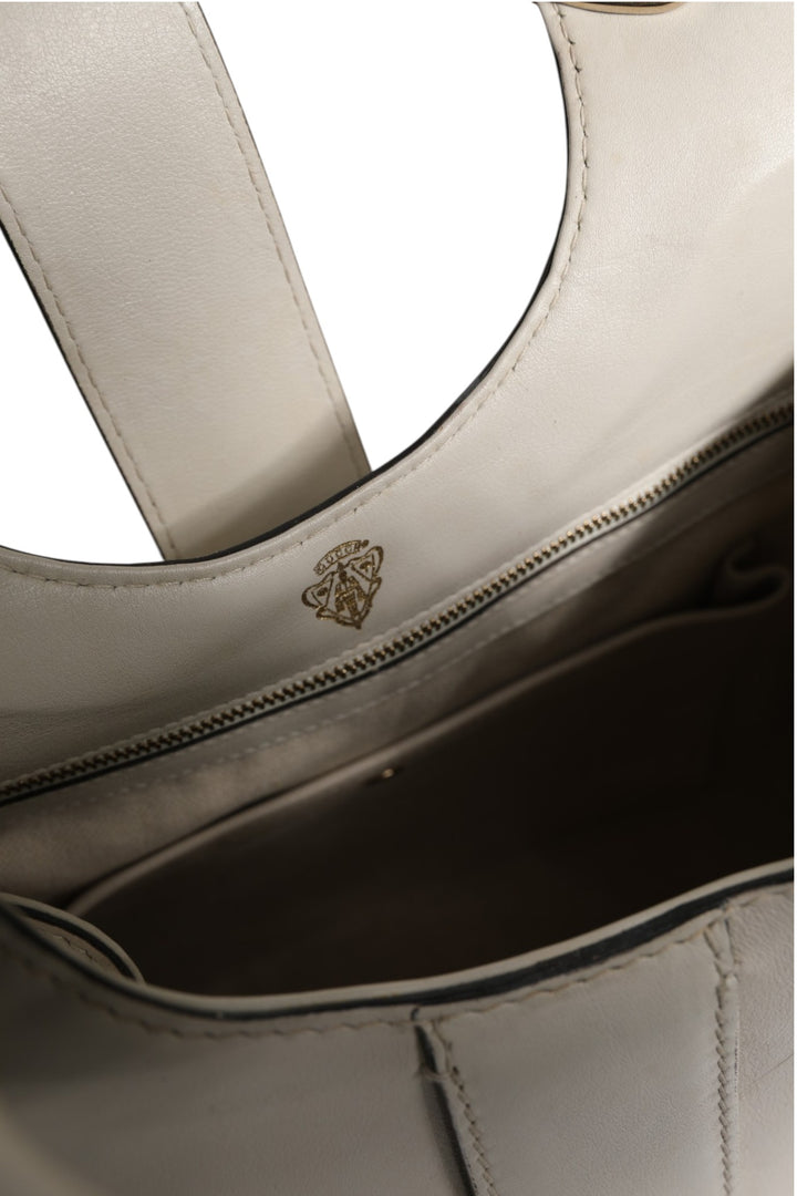 White Leather Stirrup Top Handle Bag Gucci