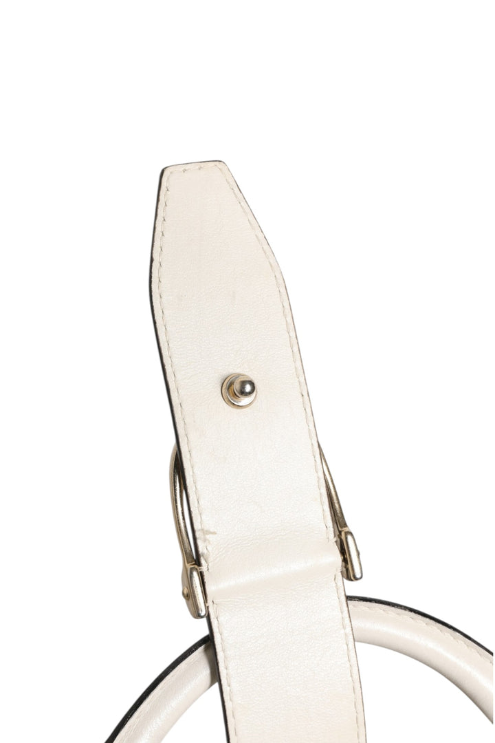 White Leather Stirrup Top Handle Bag Gucci