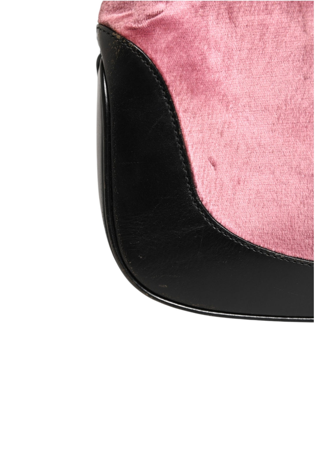 Jackie Pink Velvet And Black Leather Shoulder Bag Gucci