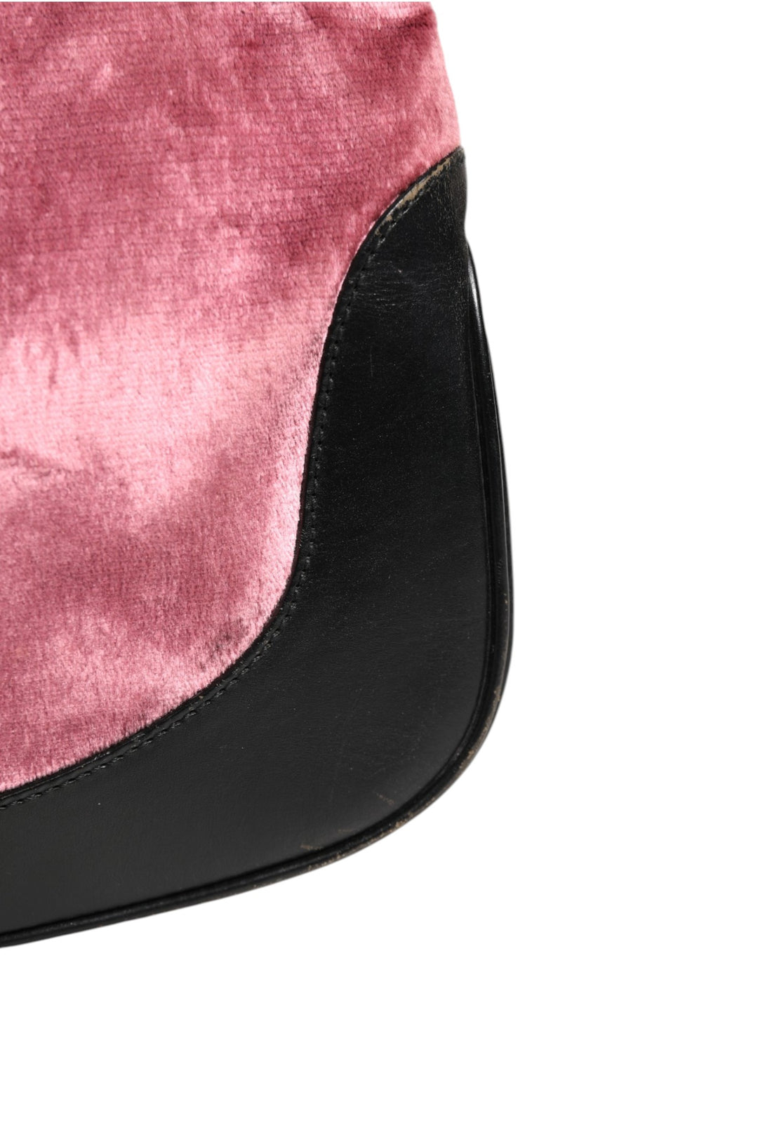 Jackie Pink Velvet And Black Leather Shoulder Bag Gucci