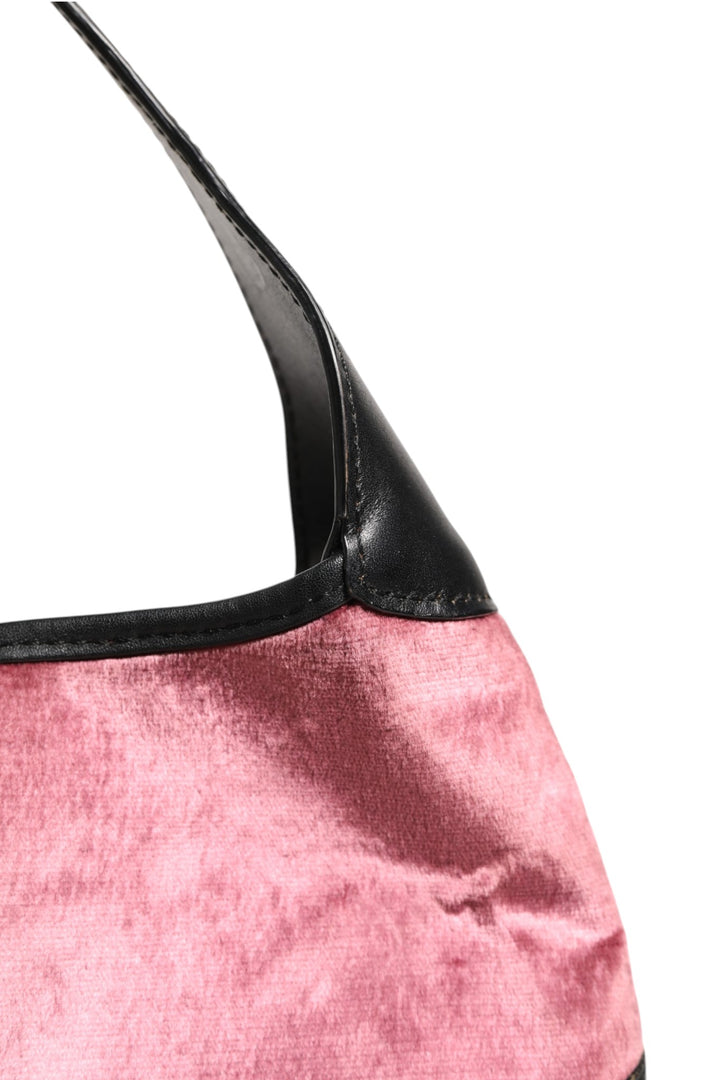 Jackie Pink Velvet And Black Leather Shoulder Bag Gucci