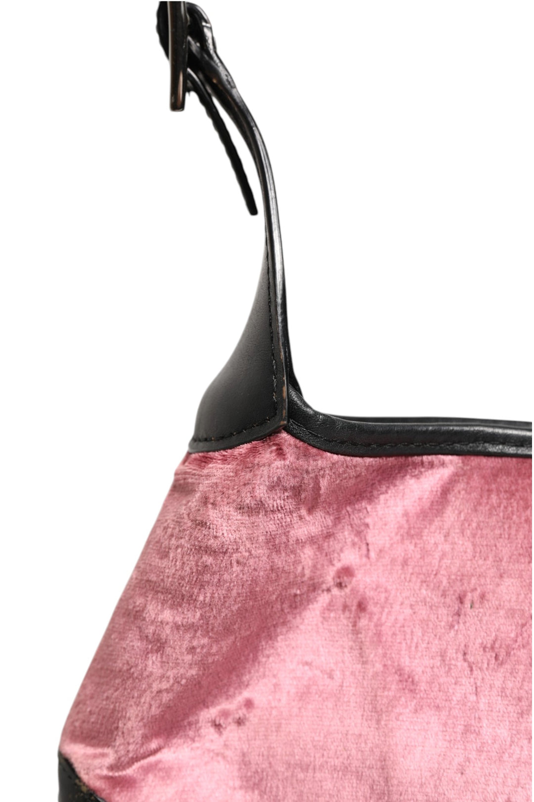 Jackie Pink Velvet And Black Leather Shoulder Bag Gucci
