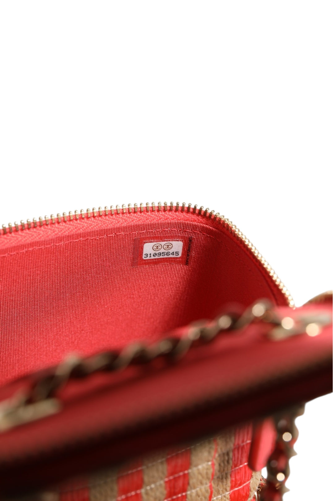 Raffia Jute Striped Mini Vanity Case Chanel