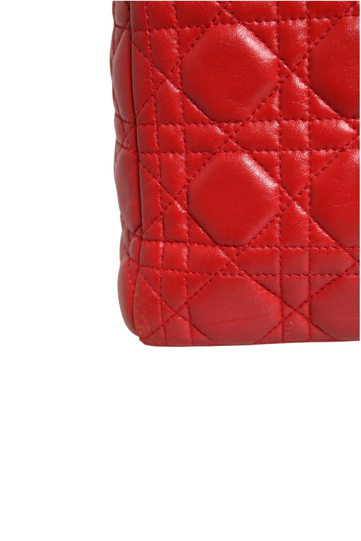 Red Cannage Lambskin Leather Lady Dior Bag Christian Dior
