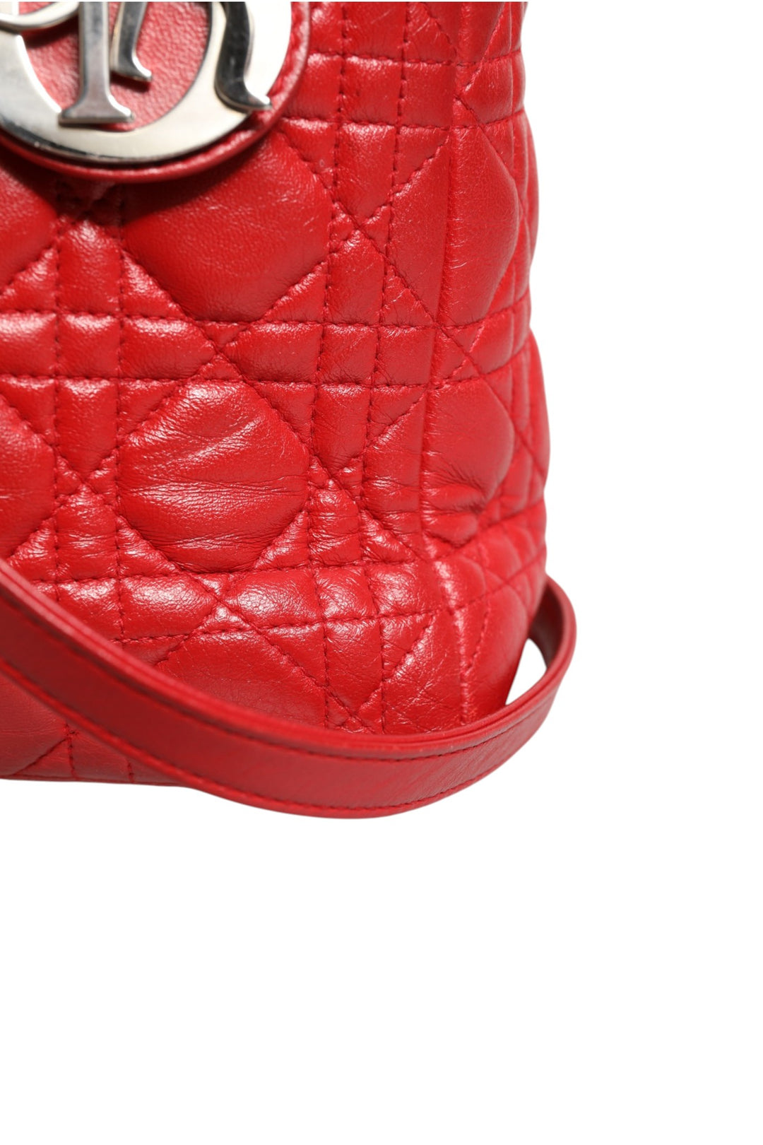Red Cannage Lambskin Leather Lady Dior Bag Christian Dior