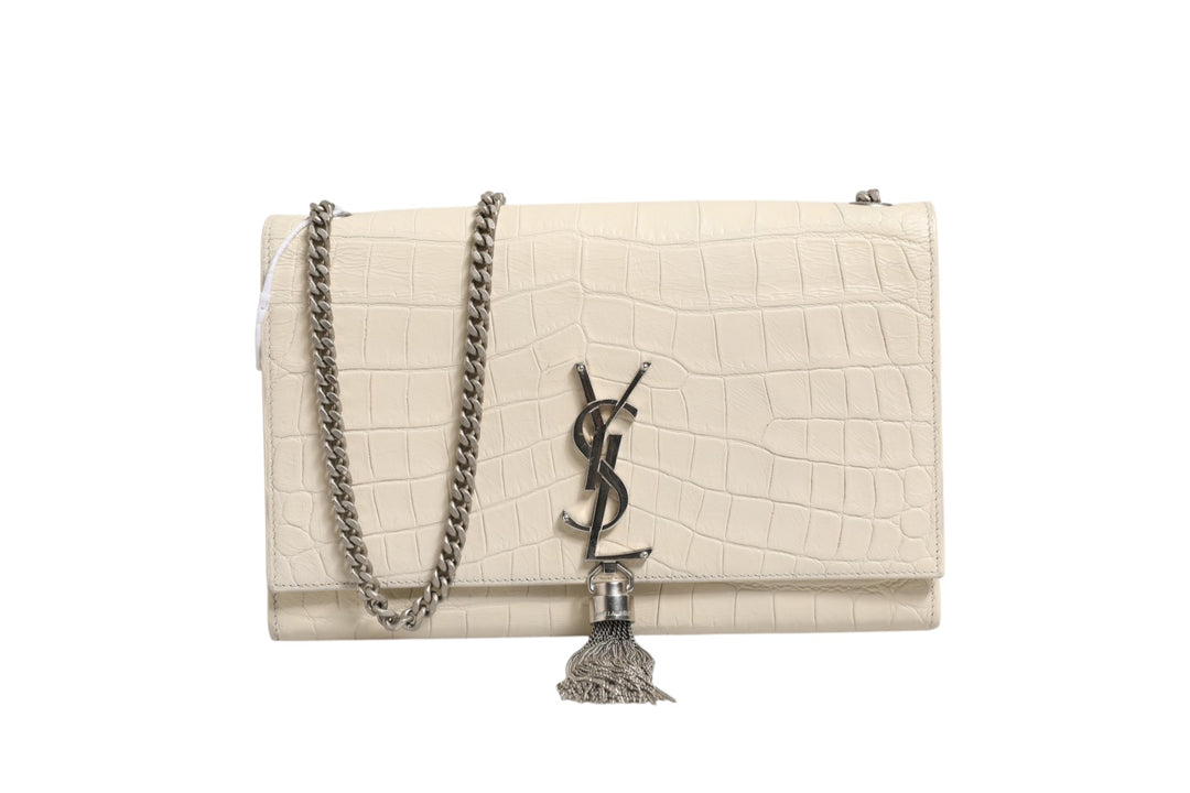 Kate Tassel Small Croc-Embossed Leather Saint Laurent