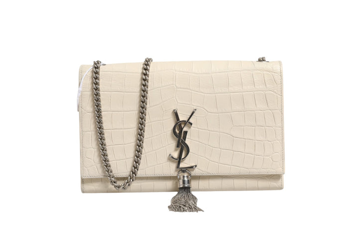 Kate Tassel Small Croc-Embossed Leather Saint Laurent