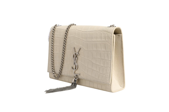 Kate Tassel Small Croc-Embossed Leather Saint Laurent