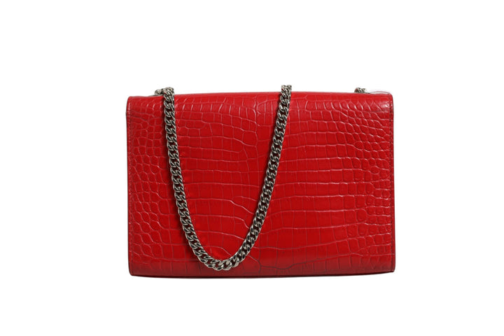 Kate Tassel Chain Bag in Red Crocodile Embossed Leather Saint Laurent