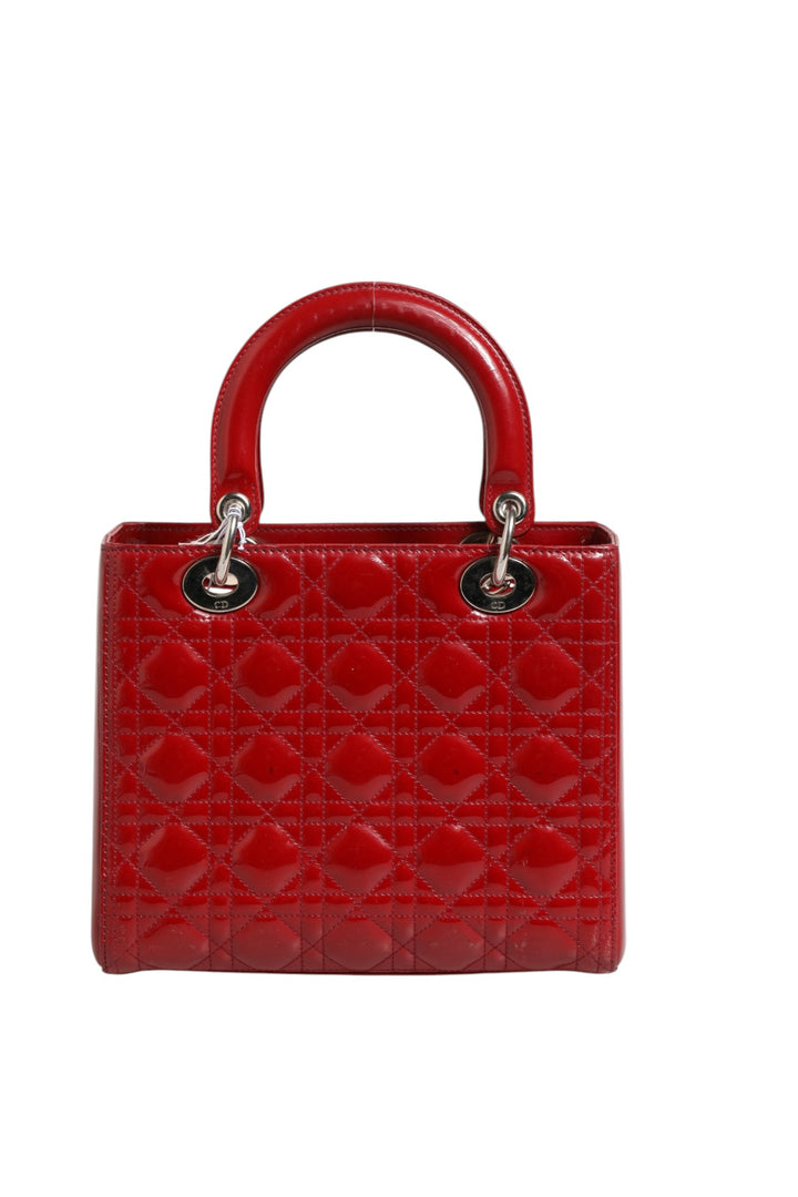 Cherry Red Patent Leather Cannage Quilting Small Lady Dior Bag Christian Dior