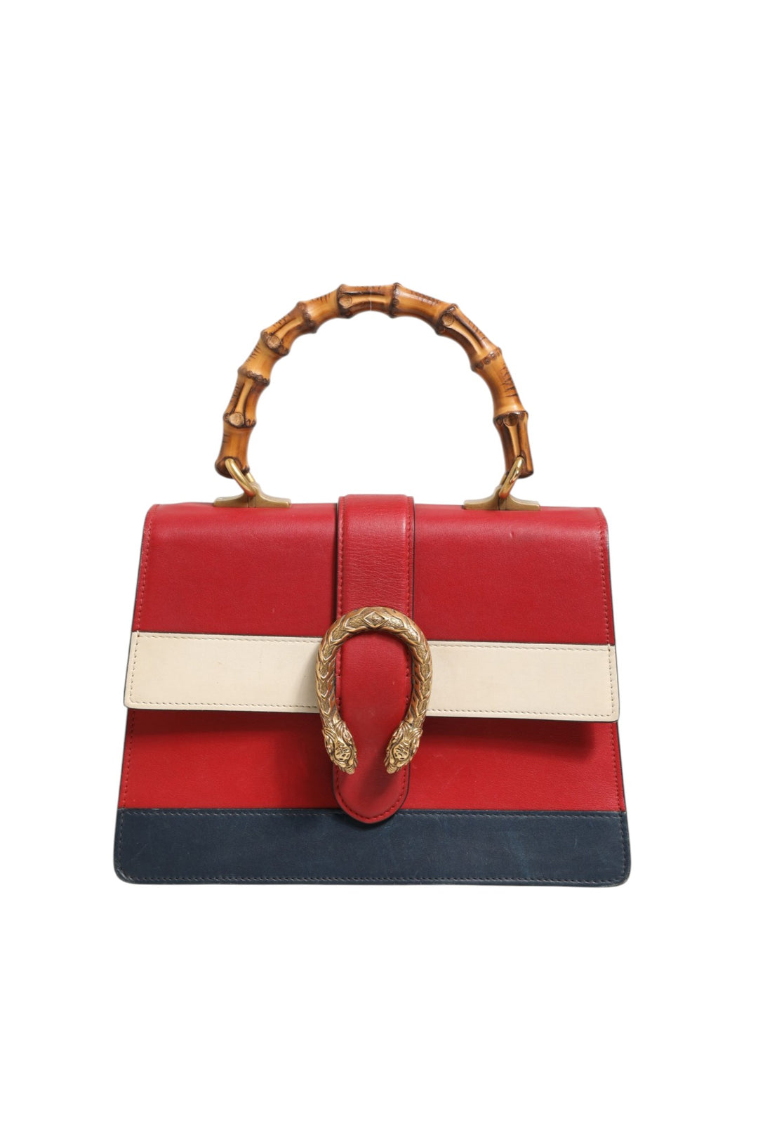 Dionysus Bamboo Medium Top Handle Bag White Blue Red Gucci