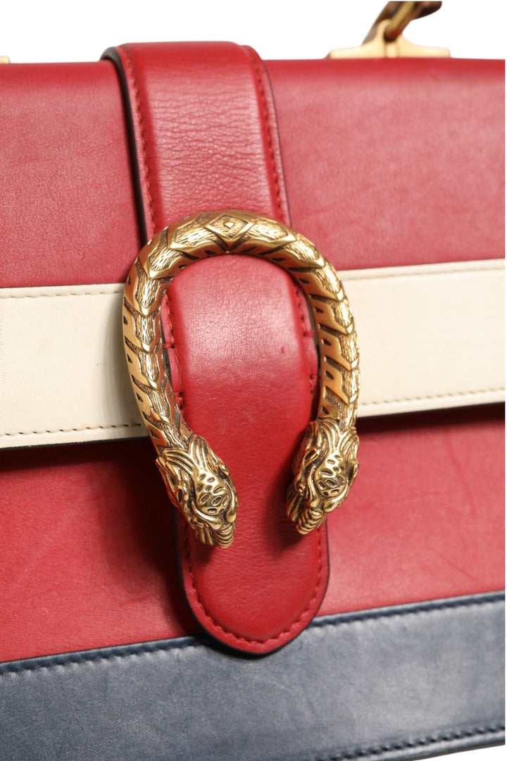 Dionysus Bamboo Medium Top Handle Bag White Blue Red Gucci