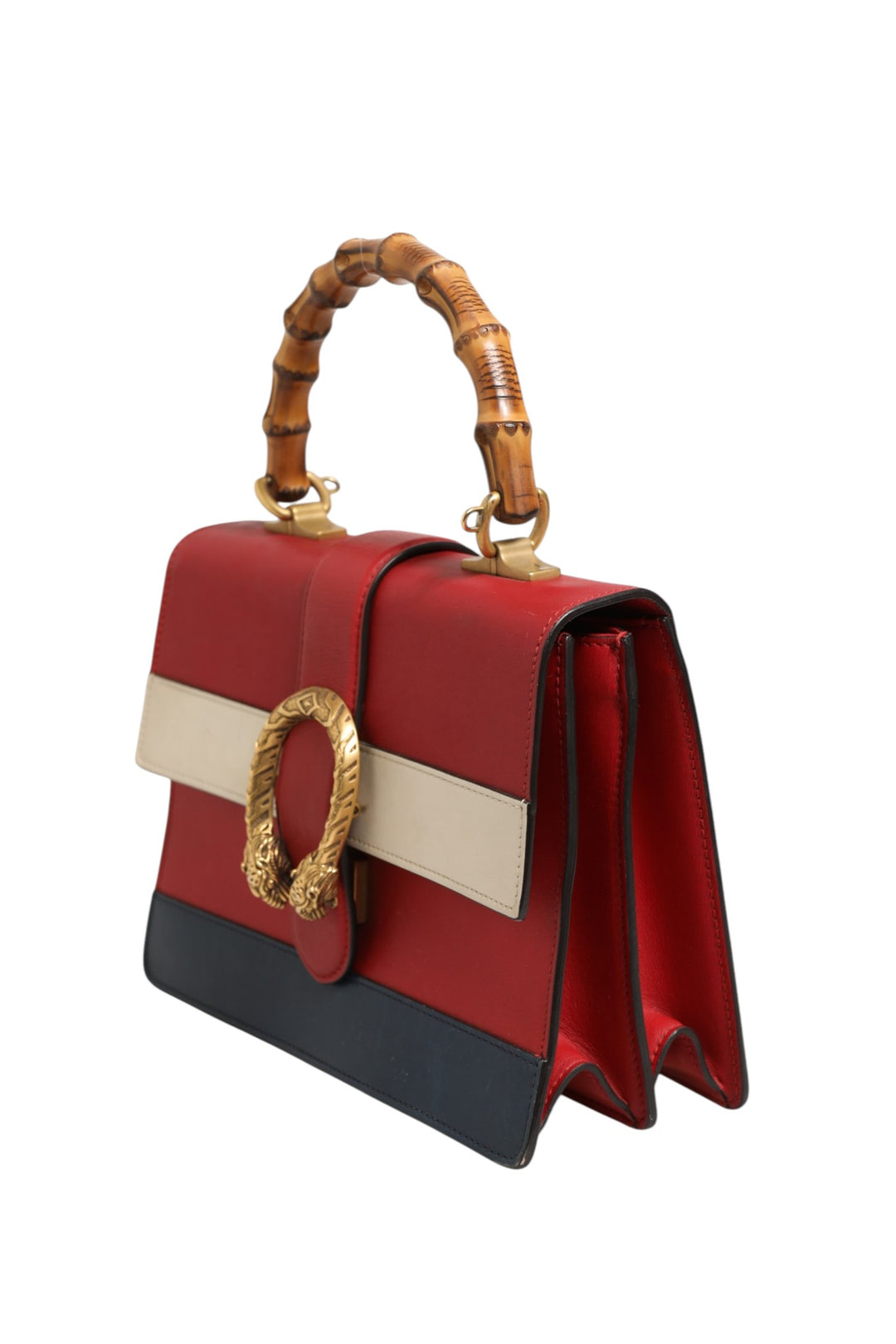 Dionysus Bamboo Medium Top Handle Bag White Blue Red Gucci
