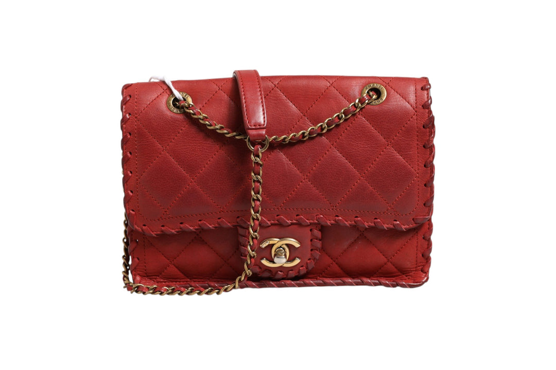 Mini Flap Bag Lambskin Braided Calfskin Gold Tone Metal Chanel