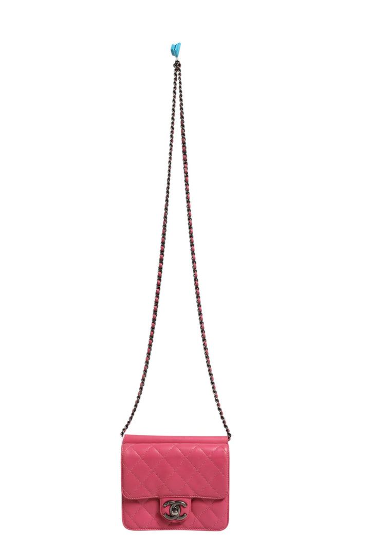 Pink Quilted Lambskin Leather Classic Square Mini Flap Bag Chanel