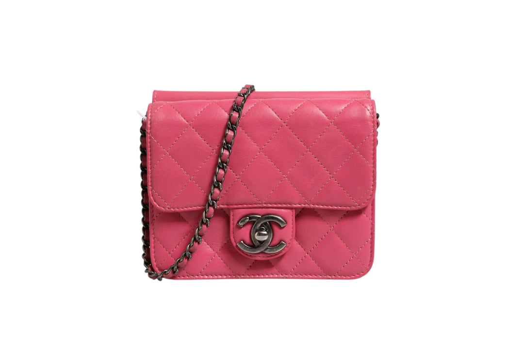 Pink Quilted Lambskin Leather Classic Square Mini Flap Bag Chanel