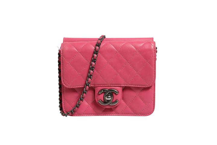 Pink Quilted Lambskin Leather Classic Square Mini Flap Bag Chanel