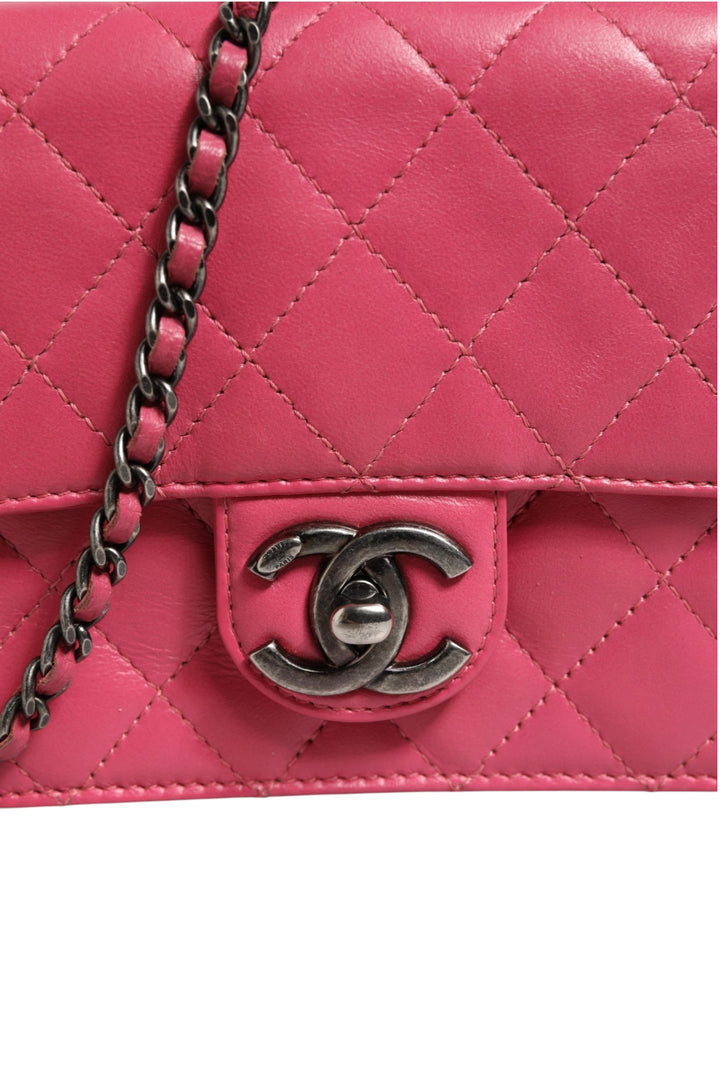 Pink Quilted Lambskin Leather Classic Square Mini Flap Bag Chanel