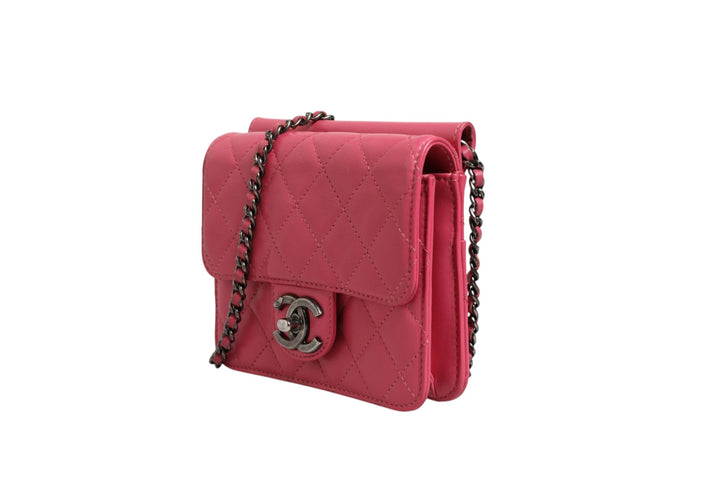 Pink Quilted Lambskin Leather Classic Square Mini Flap Bag Chanel
