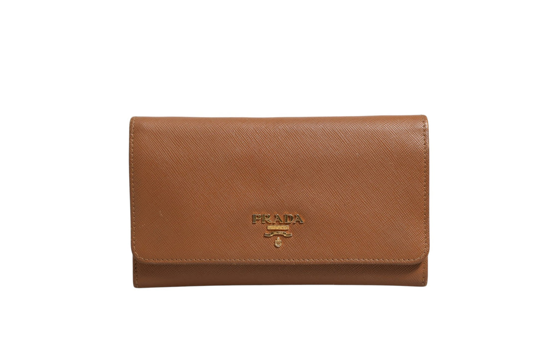 Brown and Gold Wallet Strap Prada