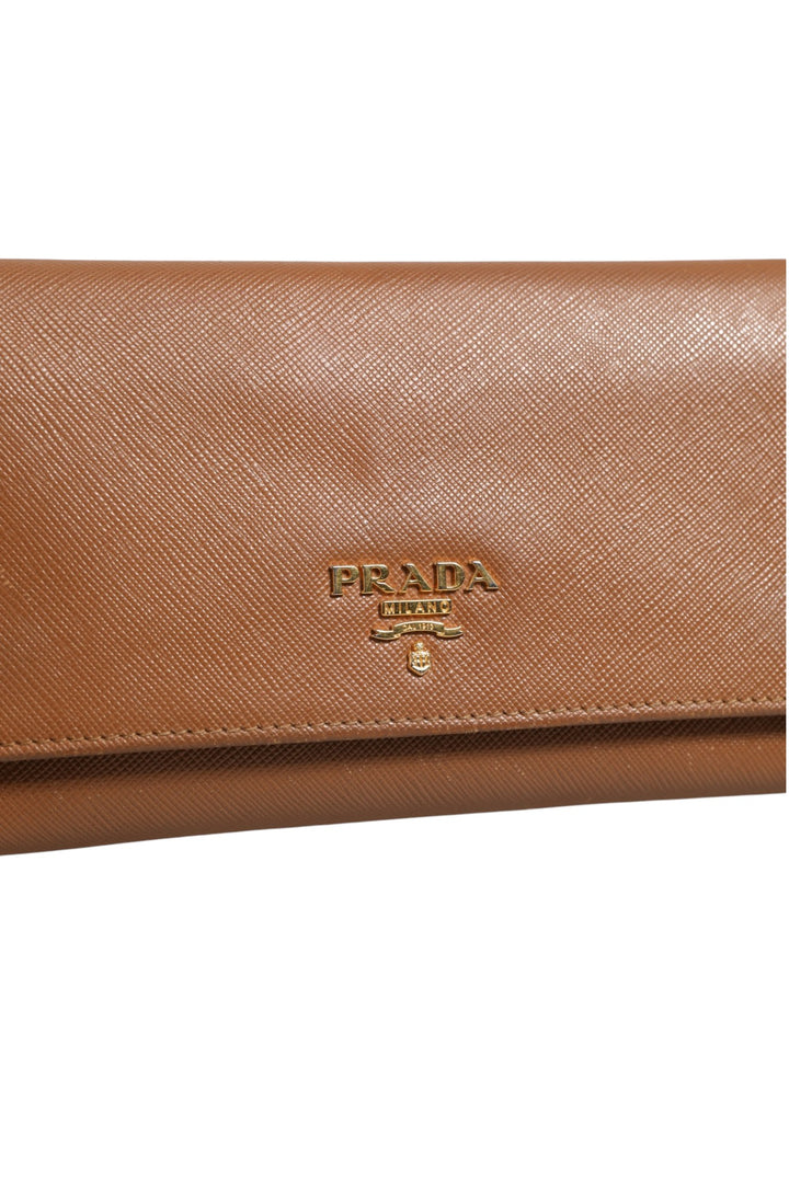 Brown and Gold Wallet Strap Prada