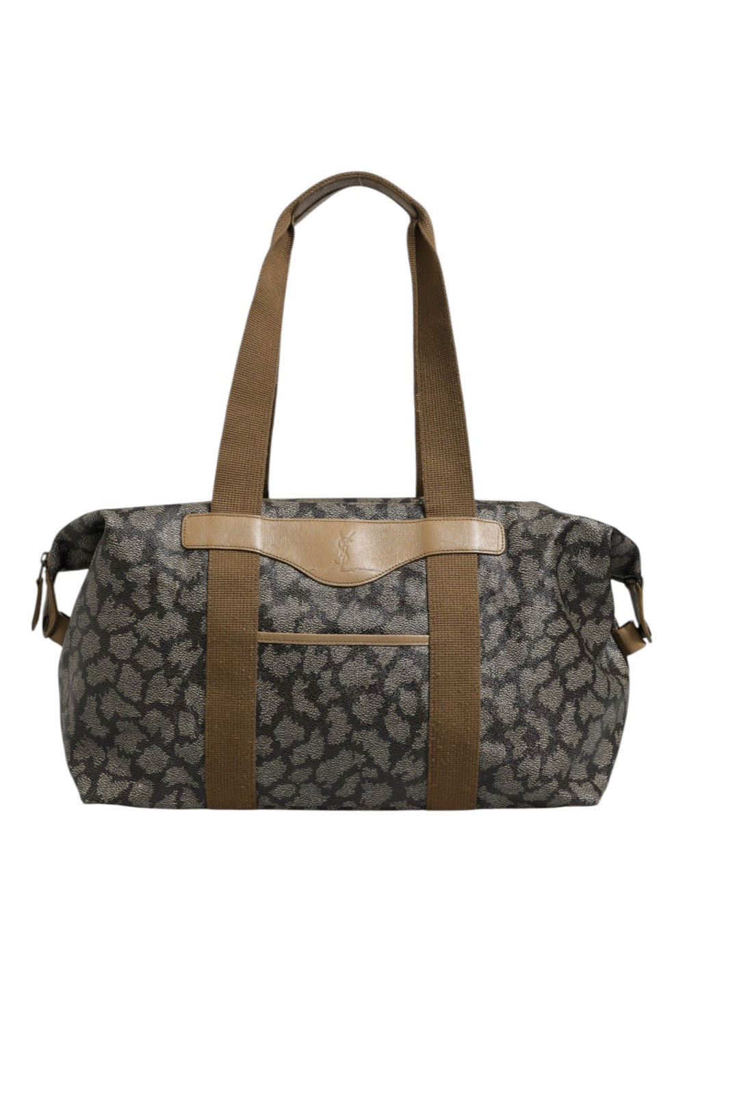 Green and Brown Pattern Canvas Duffel Bag Saint Laurent