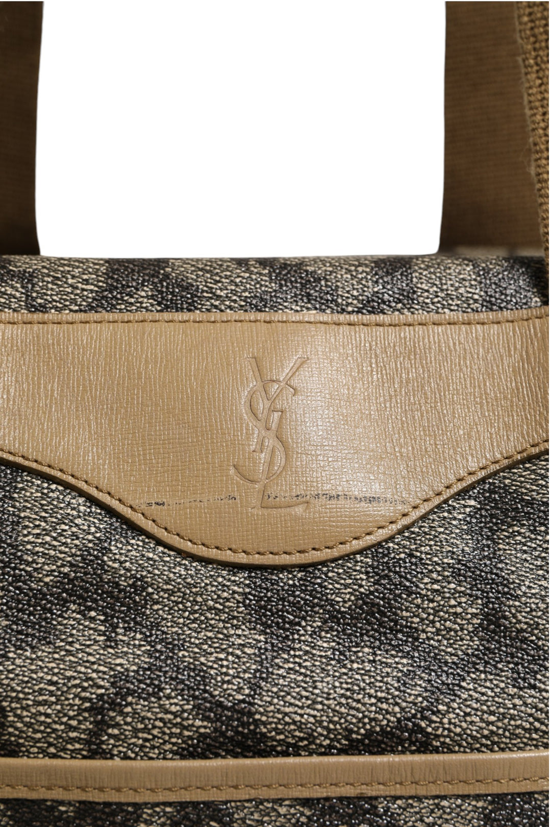 Green and Brown Pattern Canvas Duffel Bag Saint Laurent