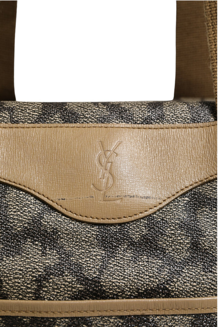 Green and Brown Pattern Canvas Duffel Bag Saint Laurent