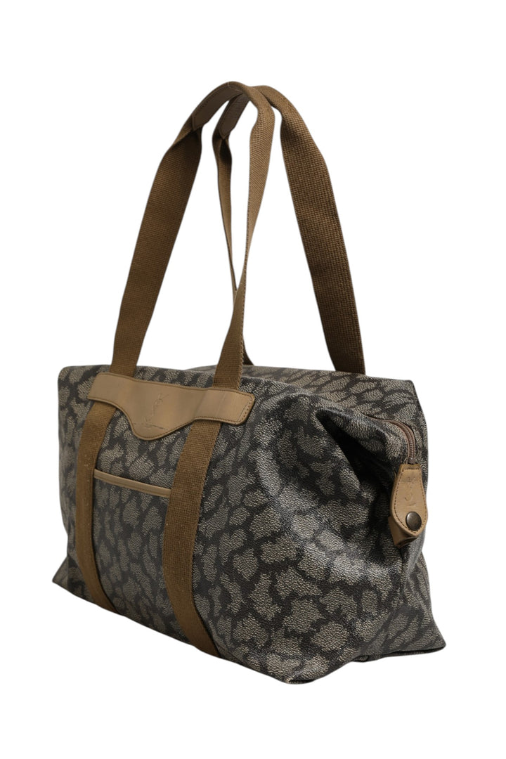Green and Brown Pattern Canvas Duffel Bag Saint Laurent