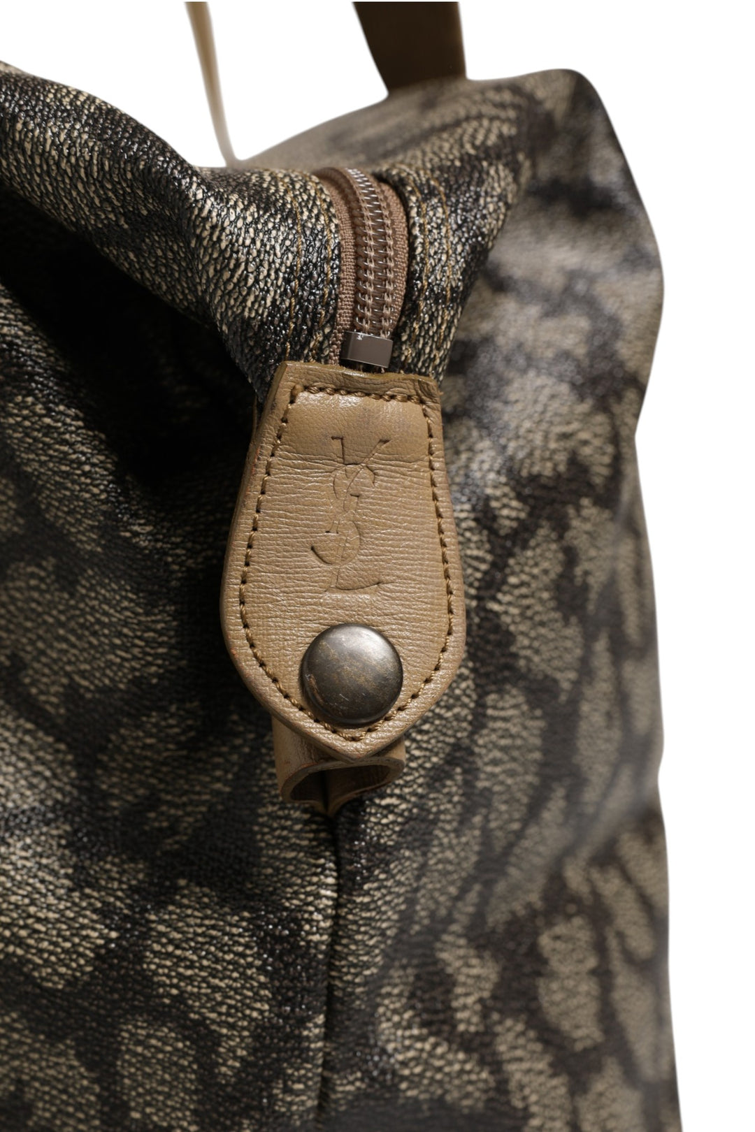 Green and Brown Pattern Canvas Duffel Bag Saint Laurent