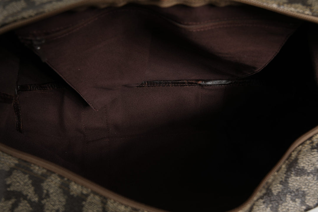 Green and Brown Pattern Canvas Duffel Bag Saint Laurent